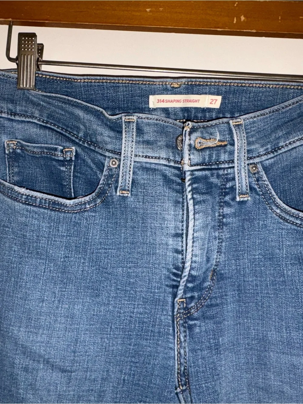 Levi's 314 Shaping Straight Leg Jeans in Mid Blue Denim